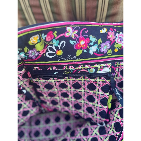 Vera Bradley Tote, Dark Blue with Floral Design, Large - Picture 5 of 11